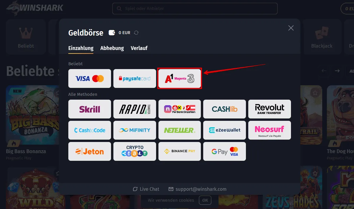 Winshark Casino mit Handyrechnung bezahlen WinShark mit Handyrechnung